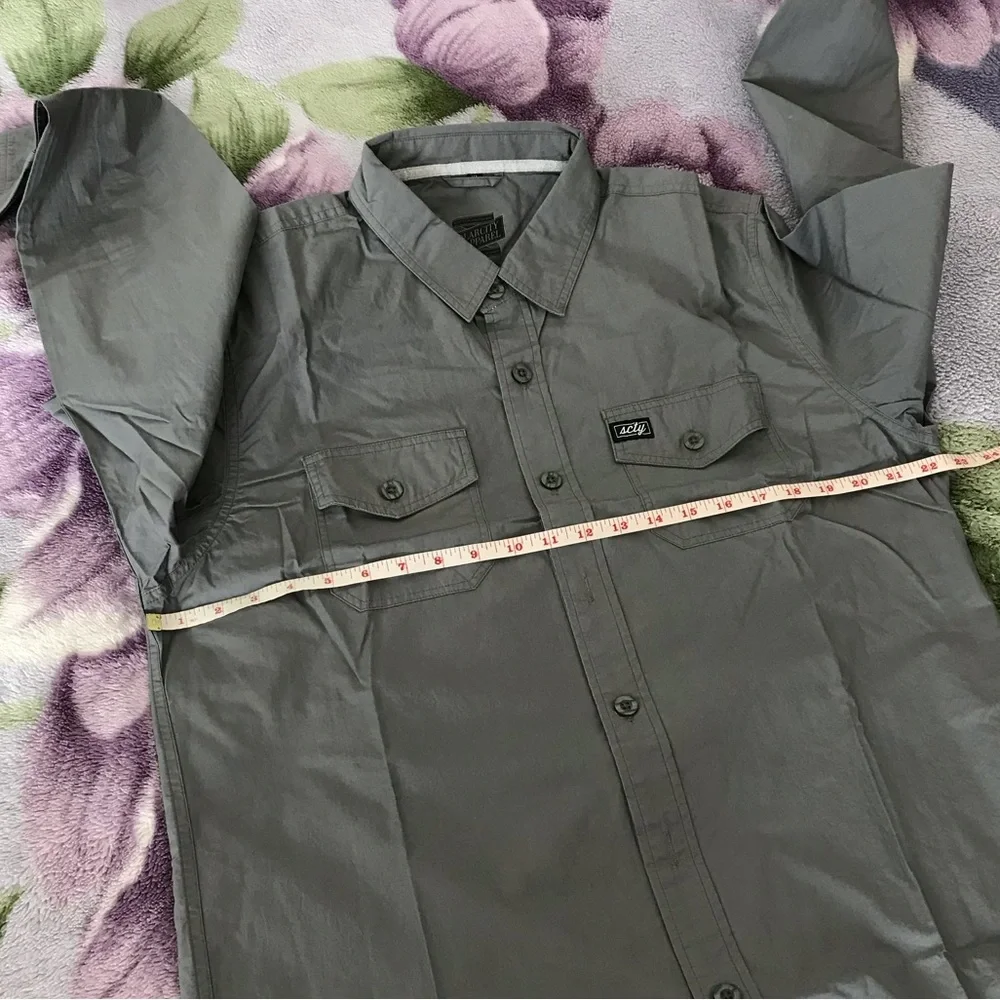 Long Sleeve Casual Button Down Shirt in Graphite Gray Color